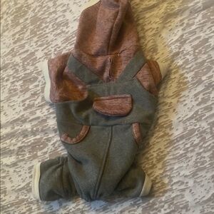 Cozy Hooded Pet Jumpsuit in Gray and Pink